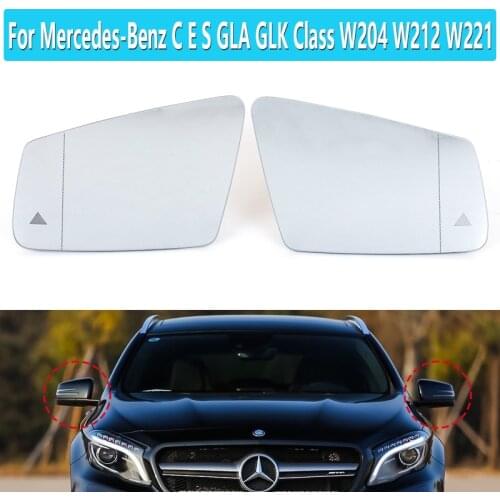 For Mercedes-Benz C E S GLA GLK Class W204 W212 W221 Wide Angle Replacement Heated Blind Spot Warning Wing Rear Mirror Glass