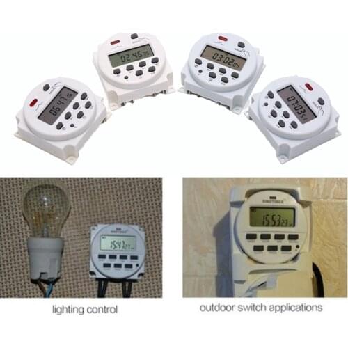 CN101A 12V 24V 110V 240V Digital LCD Power Timer Programmable Time Switch Alarm Clock Light Timer Switch Relay
