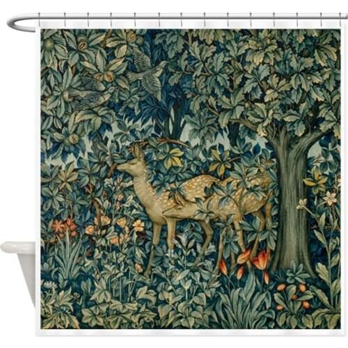 William Morris Greenery Decorative Fabric Shower Curtain