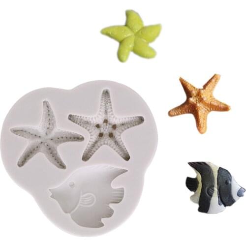 DIY Lovely Shell Starfish Conch Silicone Chocolate Mold Fish Fondant Cake Decorating Tools Clay Resin Art Moulds