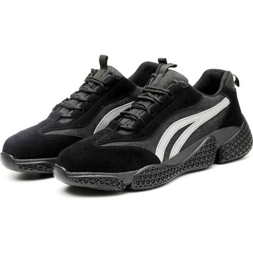 Breathable Safety Shoes Mens Work Boots Steel Toe Cap Puncture-Proof Indestructible Security Shoes Light Comfortable Sneakers