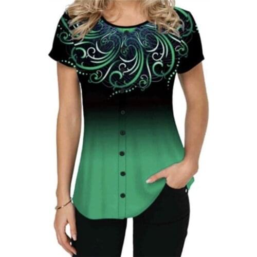 Shirt Women Summer Tshirt Short Sleeve Casual 3D Gradient Printing Female Fashion Shirt Tops Plus Size 5XL StreetShirt