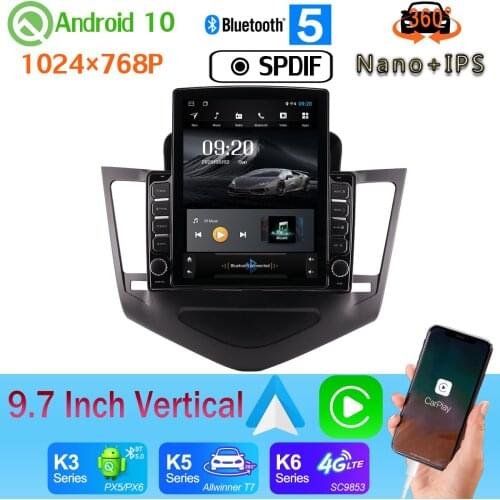 Head Unit Nano+IPS 9.7" Vertical Style Car Media GPS CarPlay Android 10 360 Camera Radio For Chevrolet Cruze 2009-2014 PX6 4+64G
