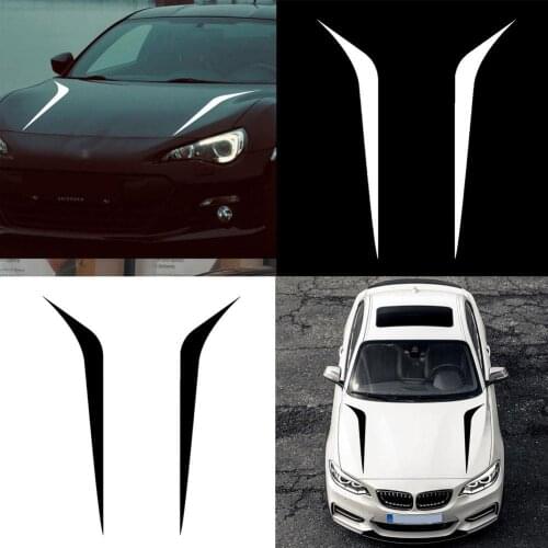 2Pcs Long Stripe Sporty Car-Styling Vehicle Hood Reflective Decals Sticker Decor