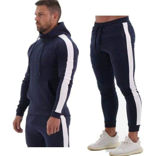 Seven Joe Patchwork Mens Sportswear Sets Autumn Winter Hooded gym Male Casual Tracksuit Men 2 Piece Sweatshirt + Sweatpants Set