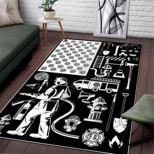 American Firefighter Area Rug 3D All Over Printed Non-slip Mat Dining Room Living Room Soft Bedroom Carpet