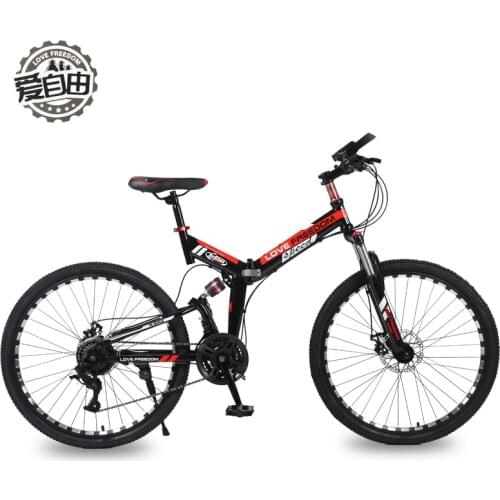 Love Freedom 26 Inch 24 Speed Folding Mountain Bicycle 17 Inch Big Frame Road Bike Mechanical Disc Brakes Bicicleta MTB BMX