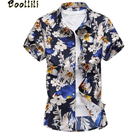 Print Brand 2020 Summer Mens Beach Shirt Fashion Short Sleeve Floral Loose Casual Shirts Plus Asian SIZE M-4XL 5XL 6XL Hawaiian