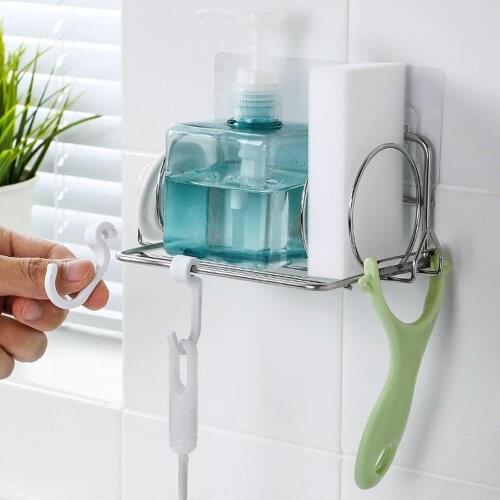 Stainless Steel Sponge Holder Kitchen Wall Storage Rack Free Perforated Rag Sink Storage Drain Rack