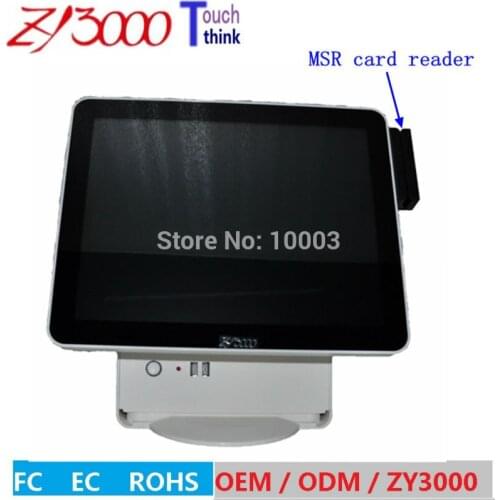 New stock I3 4010 DDR3 8g Msata 128g SSD 15 inch capacitive touch Screen all in one POS machine With MSR card reader