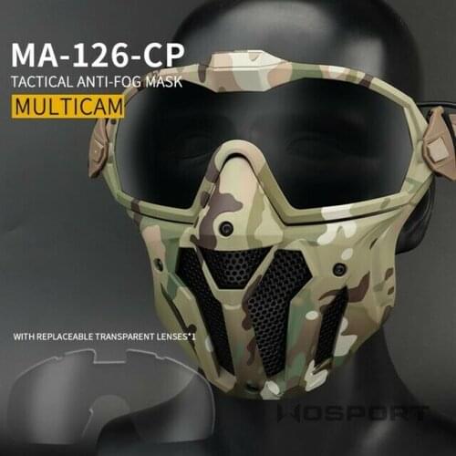 Hunting Tactical Antifog Full Face Mask Fan Goggles Lens & Half Face Mask Set