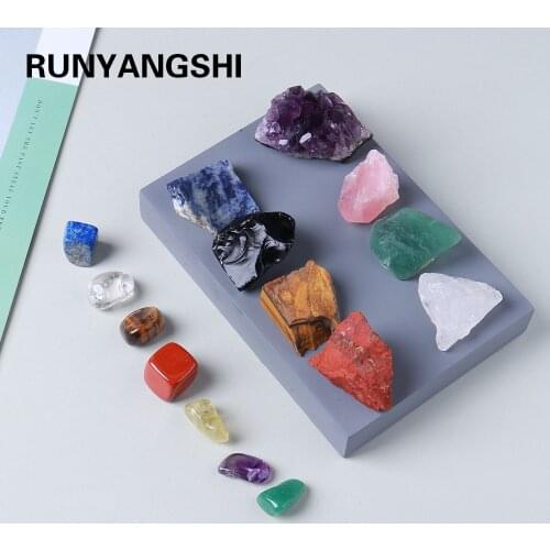 15pcs/set Natural Colorful crystal quartz Amethyst cluster Chakra crystal stone Gemstone Mineral Specimen Reiki Decor
