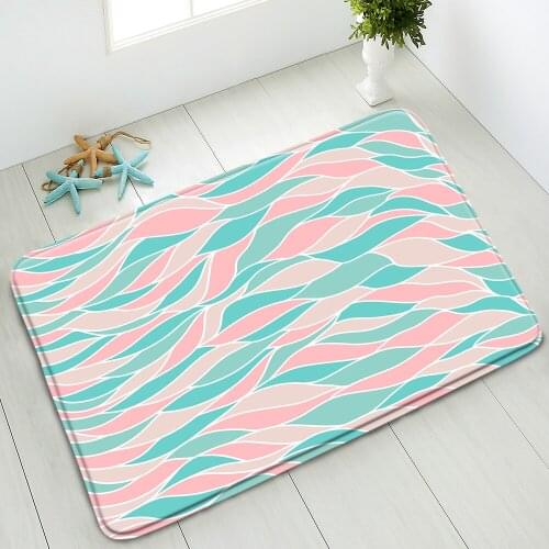 Simple Geometric Non-Slip Bath Mat Indoor Floor Mats Bedroom Kitchen Doormat Corridor Balcony Carpet Flannel Absorbent Foot Pads