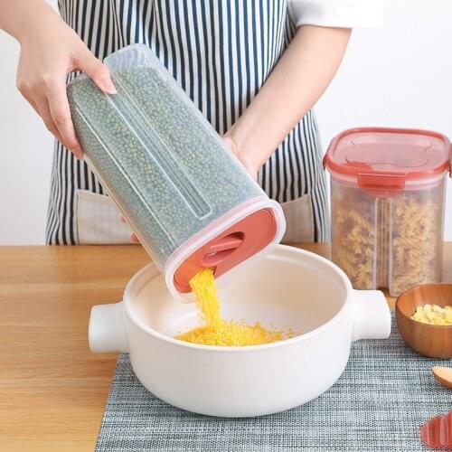 Split Grid Rotating Transparent Sealed Tank Multi-purpose Grain Storage Tank Dispenser Household Kitchen Food Storage Container