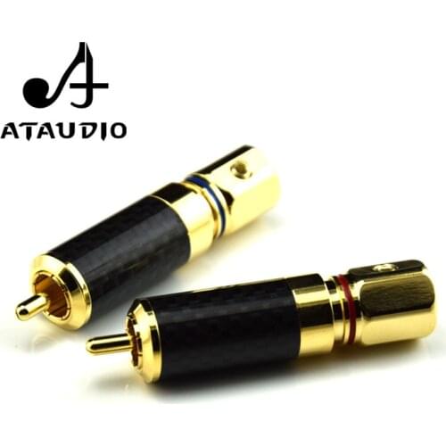 ATAUDIO 4 PCS HIFI RCA Plug High Quality Carbon Fiber 24k Gold-plated RCA Connectors