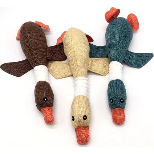 Lovely Cat Dog Toys Cat Puppy Pet Chew Toy Animals Squirrel Plush Fleece Cartoon Bite Linen Cloth Wild Goose Squeak Dog Toys