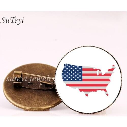SUTEYI Haiti/Honduras Badges Glass Pins Brooch North America Flag Pattern Canada/USA/Mexico Badge Brooches For Friend DIY Gift