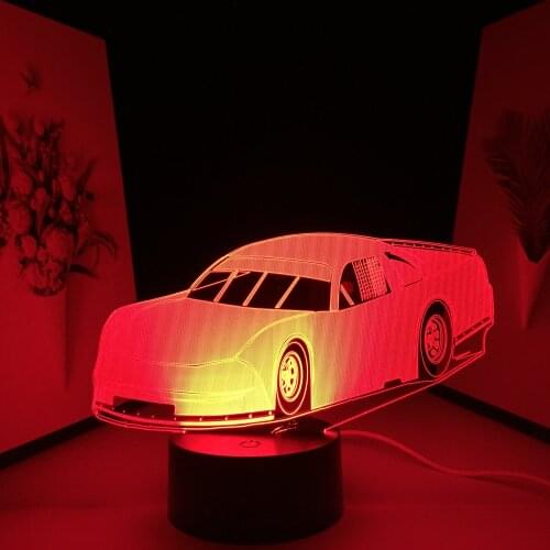 3D LED Lamp Super Run Car Home Room Decoration ChildrensGifts Night Lights Multi Color Transformation With Remote Control