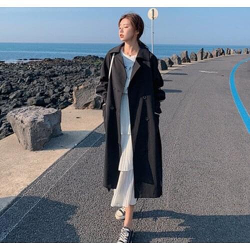 Mid-Length Womens Trench Coat 2020 new Spring Autumn Korean Fashion Loose Retro Temperament All-Match Windbreaker Coats Female
