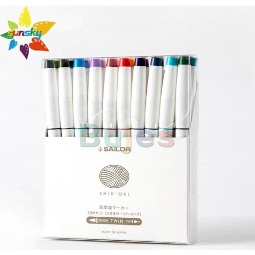 Japan Sailor SHIKIORI SEASONS series 20 color Water based dye pen Double head watercolor pen Soft head brush pen art supplies