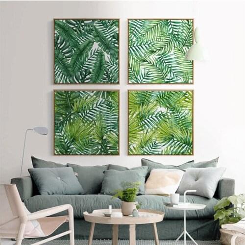 Green Plants Palm Monstera Big Leaf Wall Art Print Canvas Painting Nordic Posters And Prints Wall Pictures For Living Room Decor
