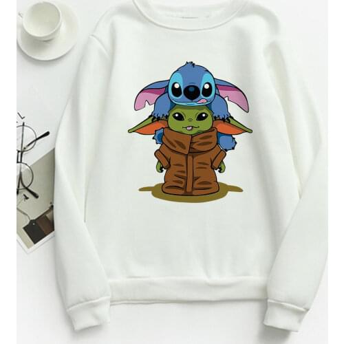 Disney Sweatshirts Women Groot Stitch Bebe Yoda Hoodie Pullover Simplicity Youth Loose Creative 90S Hipster Long Sleeve Sweat
