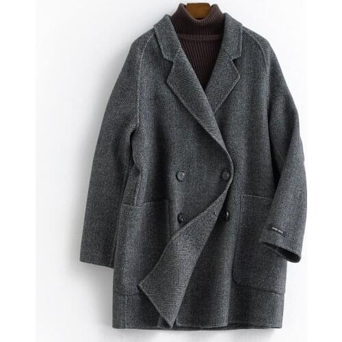 Wool Coat Women 2020 Loose Korean Style Double-sided Wool Coats Autumn Winter Female Jacket cappotto donna B38Y03030