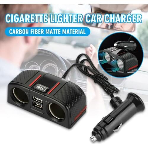 Mayitr 1pc 2 Way Cigarette Lighter Socket Car Charger Dual USB Chargers Splitter 12V Outlet Power Adapter