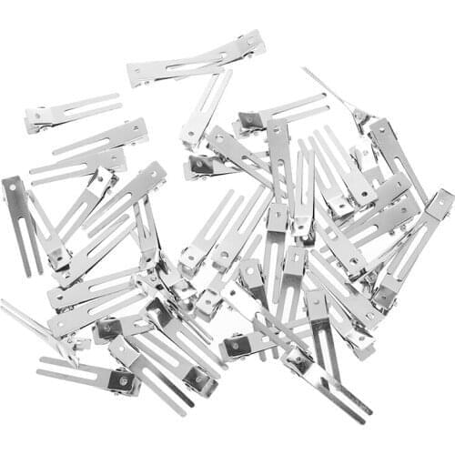 10/100pcs Silver Hair Accessory 48mm Double Prong Grip Clips, Metal Hairpins With No Teeth