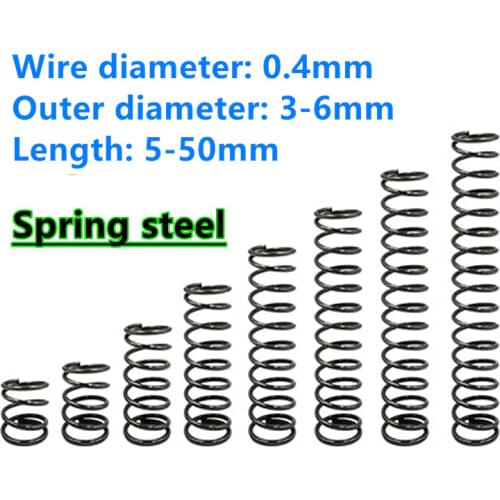10PCS 0.4*3 4 5 6*5-50mmSpring Steel Small Compression Release Mechanical Return Spring Pressure Spring