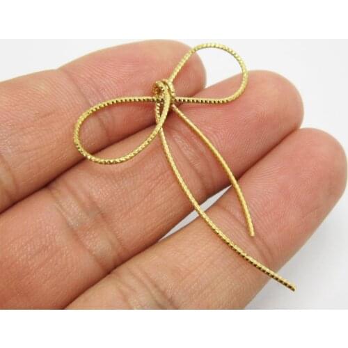 Brass bow tie charm 44x36x1mm Brass bowknot Earrings components findings 10pcs R1298