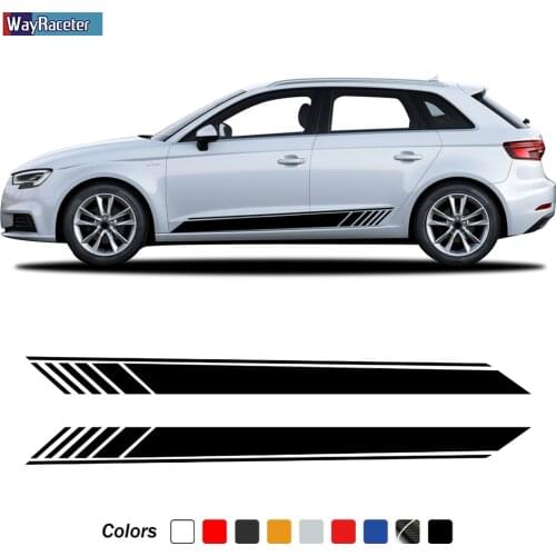 2 Pcs Racing Sport Car Door Side Stripes Skirt Stickers Carbon Fiber Vinyl Decal For Audi A3 S3 RS3 Sportback Accessories