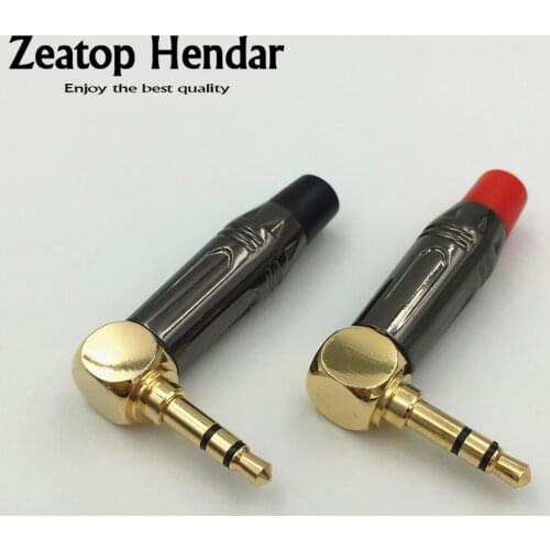 2Pcs Gold plated 3.5mm 3 Pole Male Audio Right Angle 90degree Extension Stereo Headphone Jack Solder Plug Mini DIY Connector