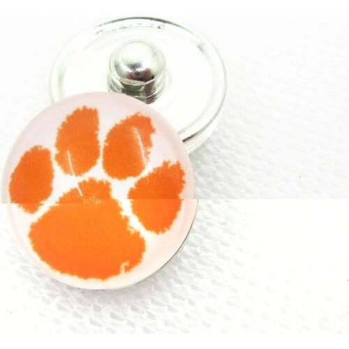 20pcs/lot Clemson University USA Teams Snap Buttons DIY 18mm Glass Sports Snap buttons Charms Jewelry Bracelets&Bangles