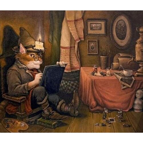 New 5D DIY Diamond Painting "Cat Teacher" Embroidery Full Round Diamond Cross Stitch Rhinestone Mosaic Painting Decor