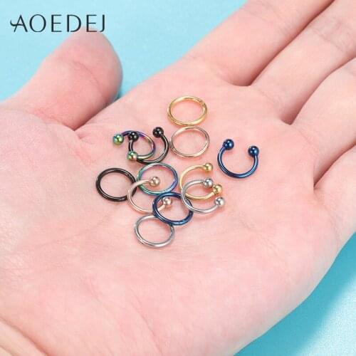 AOEDEJ 12 Pcs/lot 16G Nose Rings Surgical Steel Septum Body Piercing Jewelry for Women Lip Helix Cartilage Rook Earrings