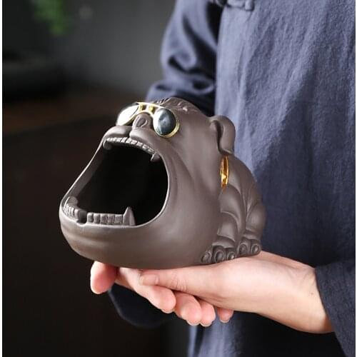 Large Household Cartoon Dog Ashtray Creative Multifunctional Purple Sand Storage Ornaments Ceramic Frog Cow Pig Ashtray