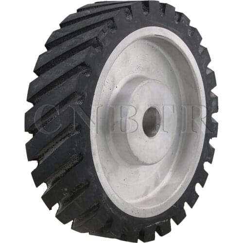 CNBTR 20 x 5cm Black Serrated Bearings Rubber Belt Grinder Sander Wheel
