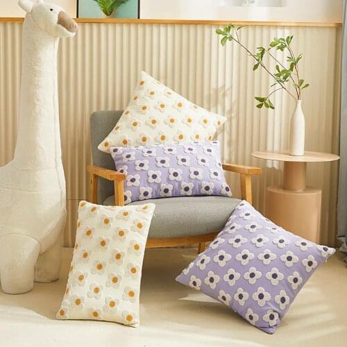 Cotton Pillow Cover Cushion Cover Soft Flower Pattern Embroidered Throw Pillow Case Cotton Cushion Cover Sofa Gadget for Home