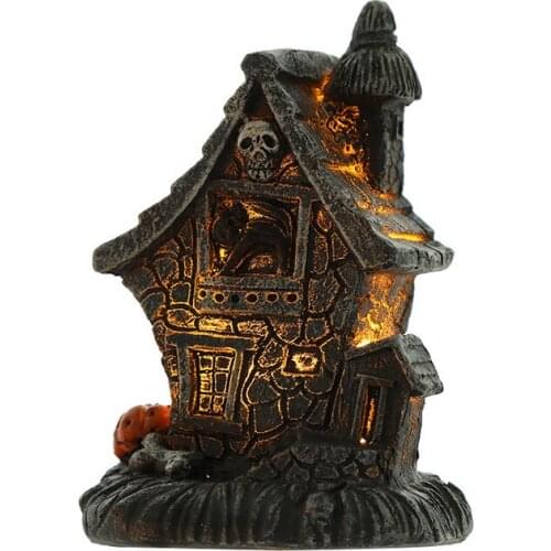 Halloween Skull Haunted House Artificial Resin Pumpkin Skeleton Spooky Prop Castle Graveyard Vigil Figurine Halloween Decoration