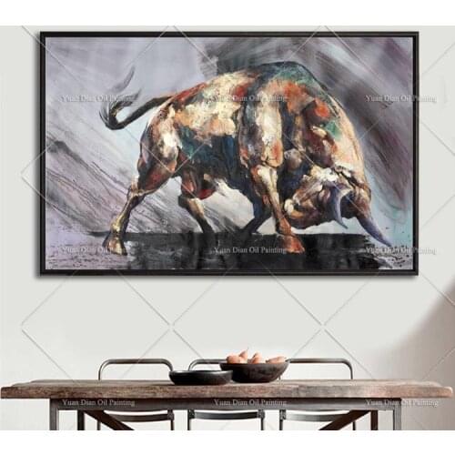 Big Size Free DHL Express High Quality Modern Abstract Bull Fighting Oil Painting On Canvas Top Quality Bull fight Oil Painting