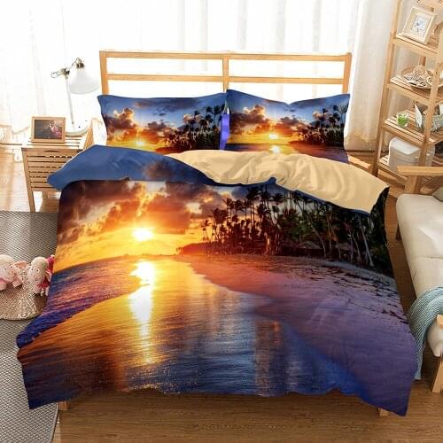 Bedclothes Beautiful Beach Bedding Bed Sets Modern Quilt Cover+pillowcases Winter California King Bedding Sets Jogo De Cama Bed