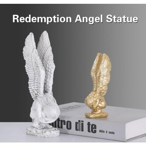 Creative Angel Prayer Resin Artwork Statue Wings Figurine Resin Ornaments Sculpture For Garden Office Church Decor Accessories