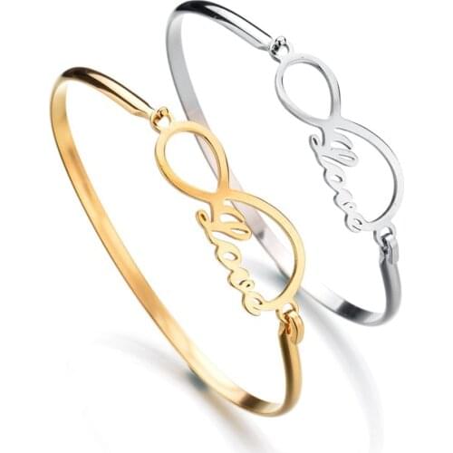 Fashion Couple Love Jewelry Cuff Bracelet for Women/Men Gold Color Stainless Steel Bracelets & Bangles Bijoux Best Gift