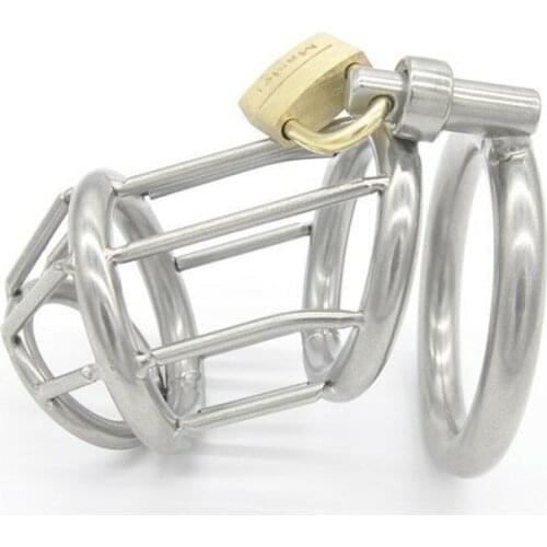 Stainless Steel Male Chastity Cage Medium Mens Locking Belt Restraint Device 45 Chastity Penis Toy
