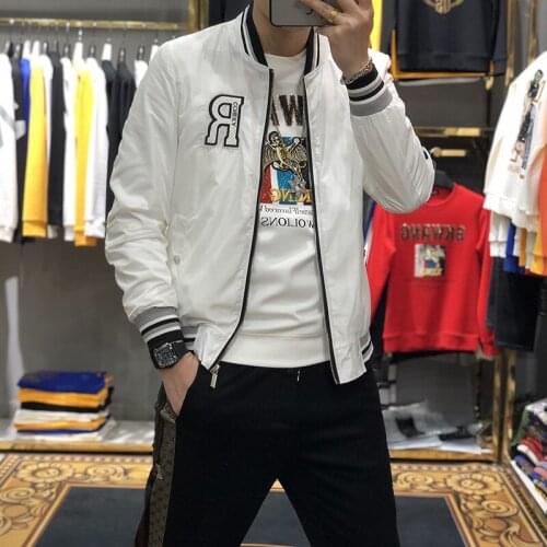 Men jacket spring and autumn new fashion brand youth trend heavy craft embroidery baseball uniform slim embroidered clothes caot