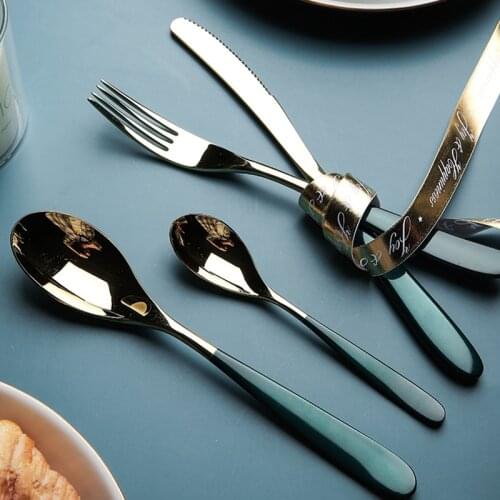 2020 New Stainless Steel Dinner Fork Dessert Spoons Coffee Stirring Spoon Teaspoon Knife Cutlery Set Home Restaurant Supplies