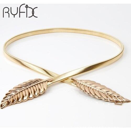 New Fashionable 2021 Women Metal Leaves Elastic Waist Dress Belt Strap Waistband Promotion Sale BL02-A