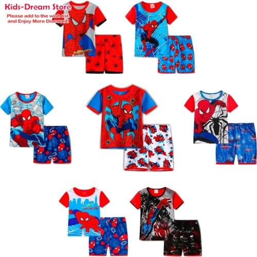 2021 New Boys Cotton Pajamas Set Cartoon Cosy Round for Child Kids Short Sleeve Pyjamas Girls Boys Sleepwear Pajama Set