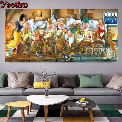 Cartoon Princess And Dwarfs 5D Diy Diamond Painting Cross Stitch Kit Full Square Round Drill Diamond Mosaic Paintings By Numbers